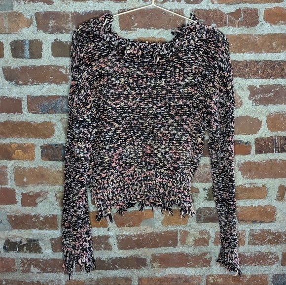 Made with Love by FCT Medium Medium Multicolor Cropped Knit Raw Edge Sweater - Picture 6 of 9